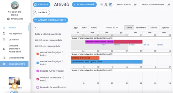 Planifica los servicios del equipo gracias al calendario