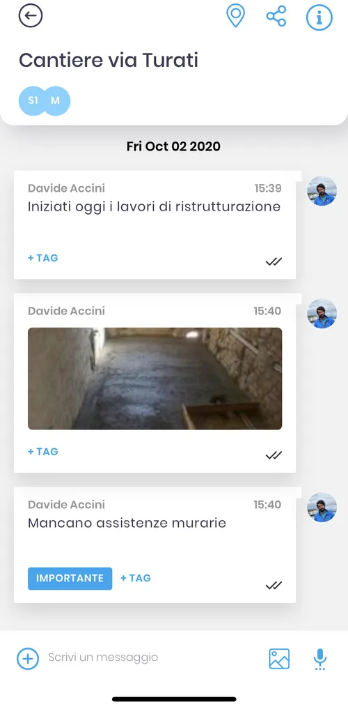 Segui i lavori con foto, video, messaggi e note vocali