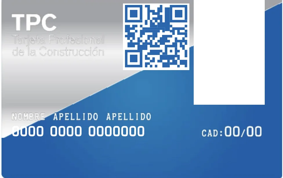 Tarjeta Profesional de la Construcción TPC anverso