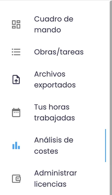 Sección Análisis de costes de Mela