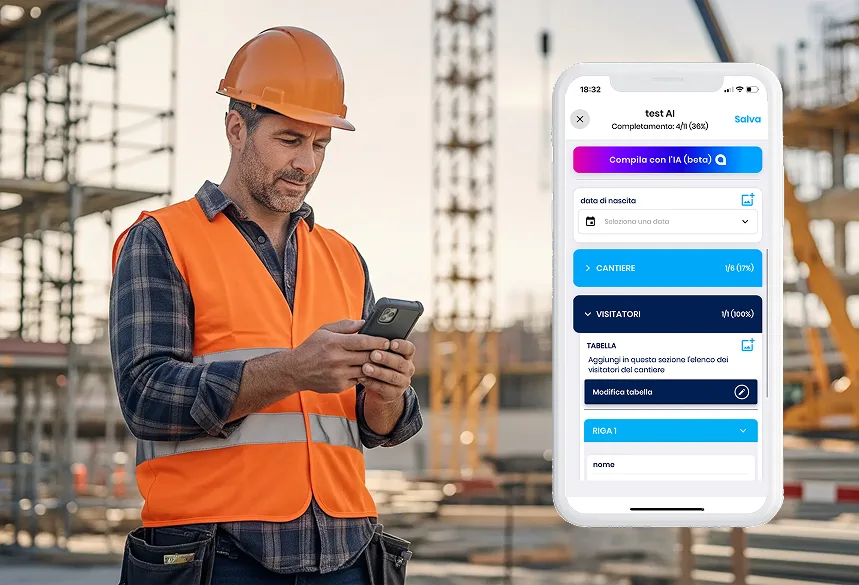 Operaio utilizza Mela in cantiere